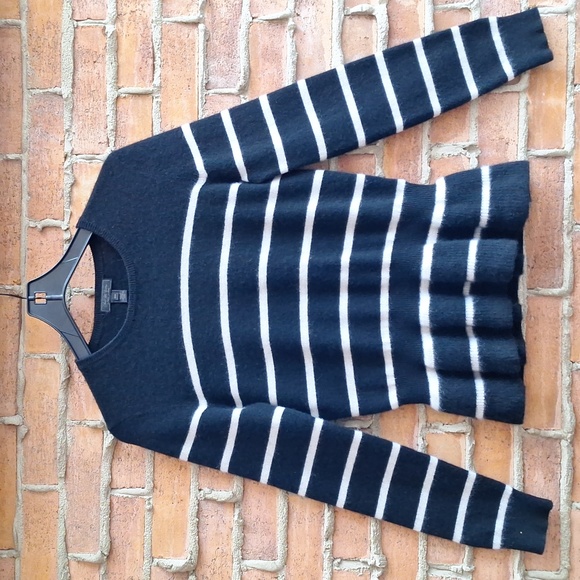 Saks Fifth Avenue Collection Striped Cashmere Peplum Sweater - Picture 6 of 12